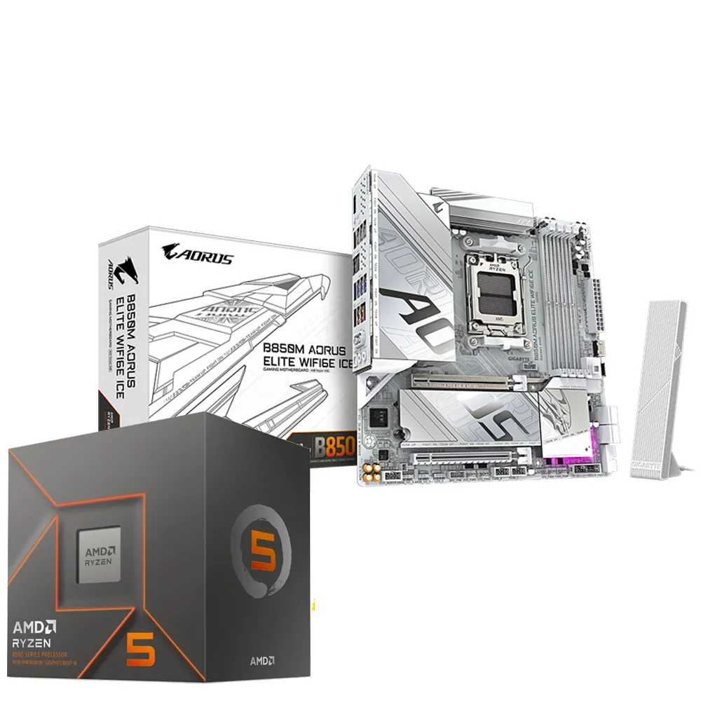 【GIGABYTE 技嘉】C+M 組合套餐 AMD Ryzen 5 8500G 處理器+B850M A ELT WF6E ICE 主機板(DIY-I751)