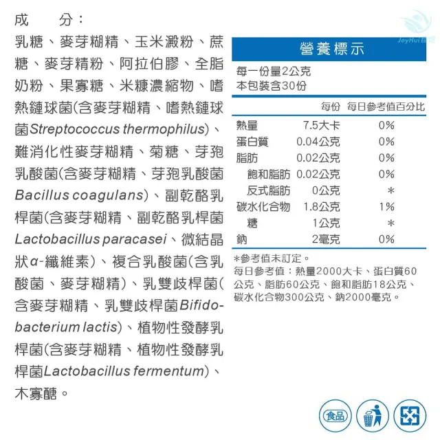 【JoyHui 佳悅】益菌多Super純淨原味│無添加益生菌1盒(共30包、全家益生菌+兒童益生菌+BC198&LCW23益生菌)