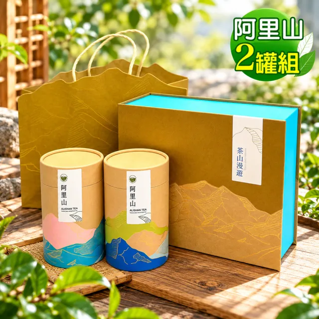【龍源茶品】茶山漫遊阿里山高山茶葉禮盒2罐組(150g/罐-共300g/附提袋;烏龍茶葉;頂級禮盒;年節禮盒)