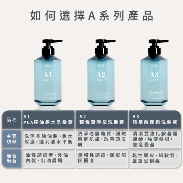 【EPURE】毛孔淨化淨屑組2入 (P1淨化液120ml+A2洗髮露500ml)(混和肌/前導液/強化防禦/軟化角質)