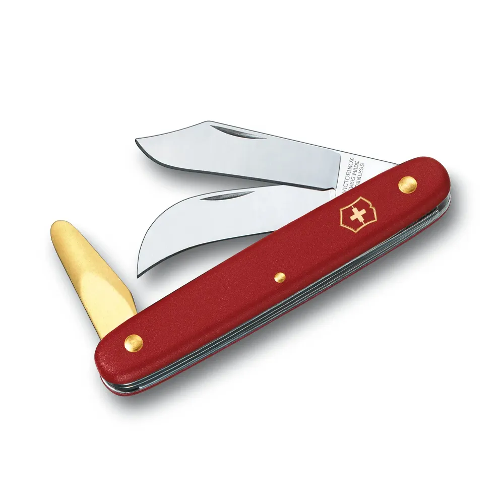 【VICTORINOX 瑞士維氏】修枝刀/園藝刀/黃銅樹皮剝皮器3用園藝刀(3.9116)