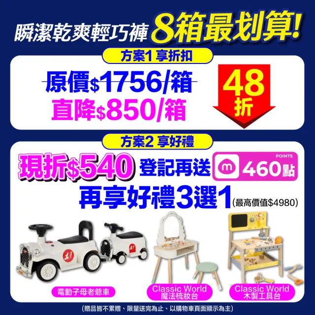 ★雙11限定【滿意寶寶】日本製 瞬潔乾爽輕巧褲L-XXL 6箱組(褲型/日本尿布)
