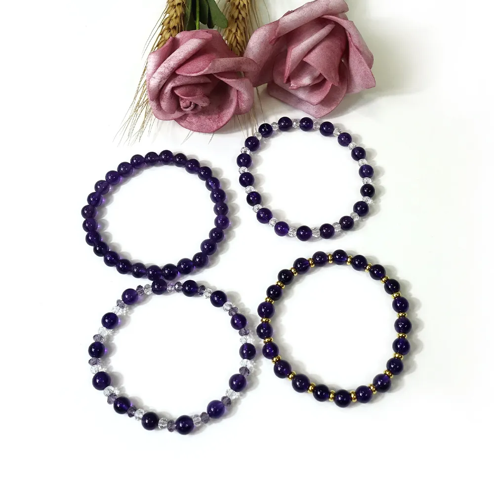【D.S. jewellery 德山珠寶】特價5A級6mm天然紫水晶手鍊(交換禮物水晶手鍊CE476特價優惠)