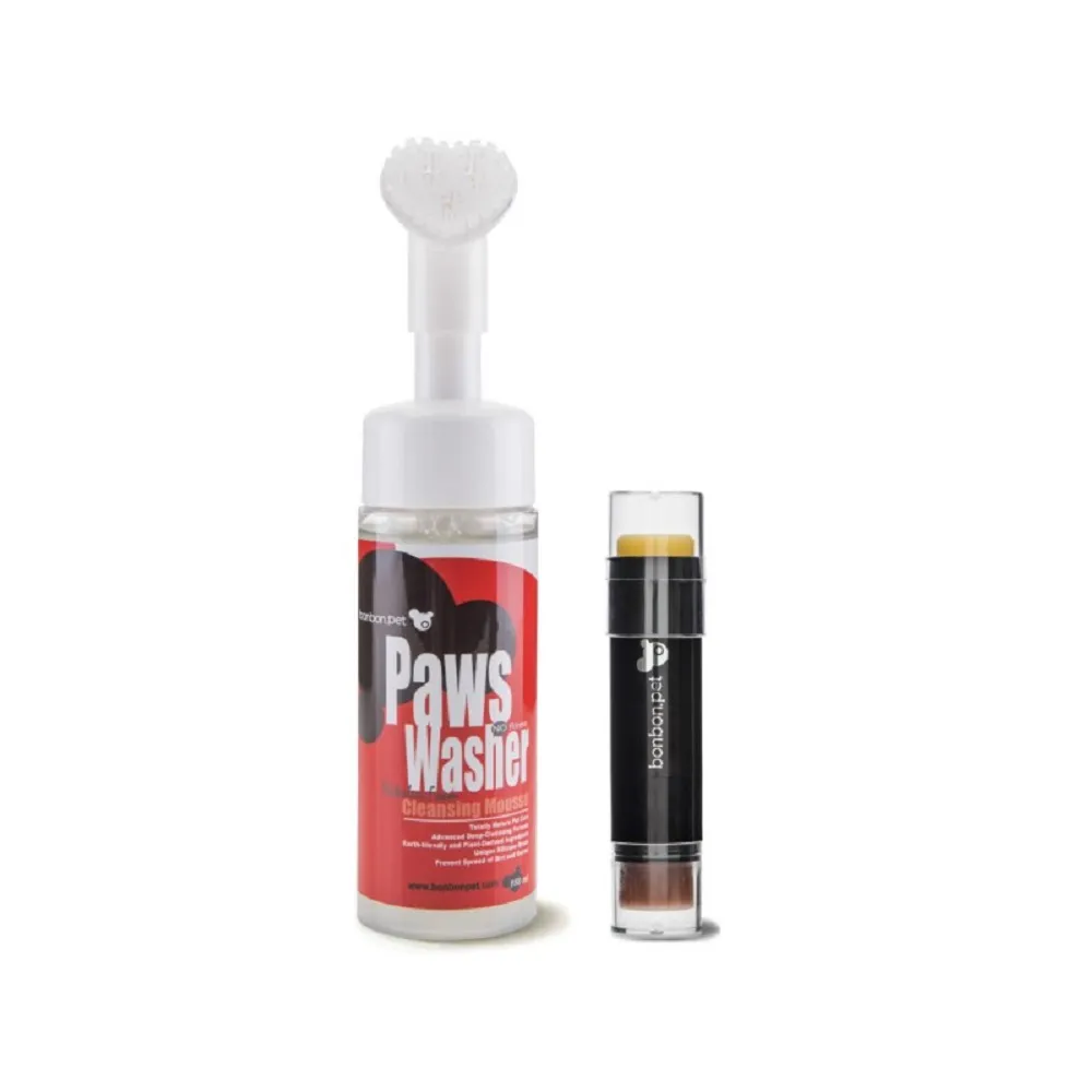 【bonbonpet 蹦蹦跳】狗狗腳掌清潔慕斯150ml+護掌按摩棒組(台灣製/腳掌潤防乾裂/肉墊彈性)