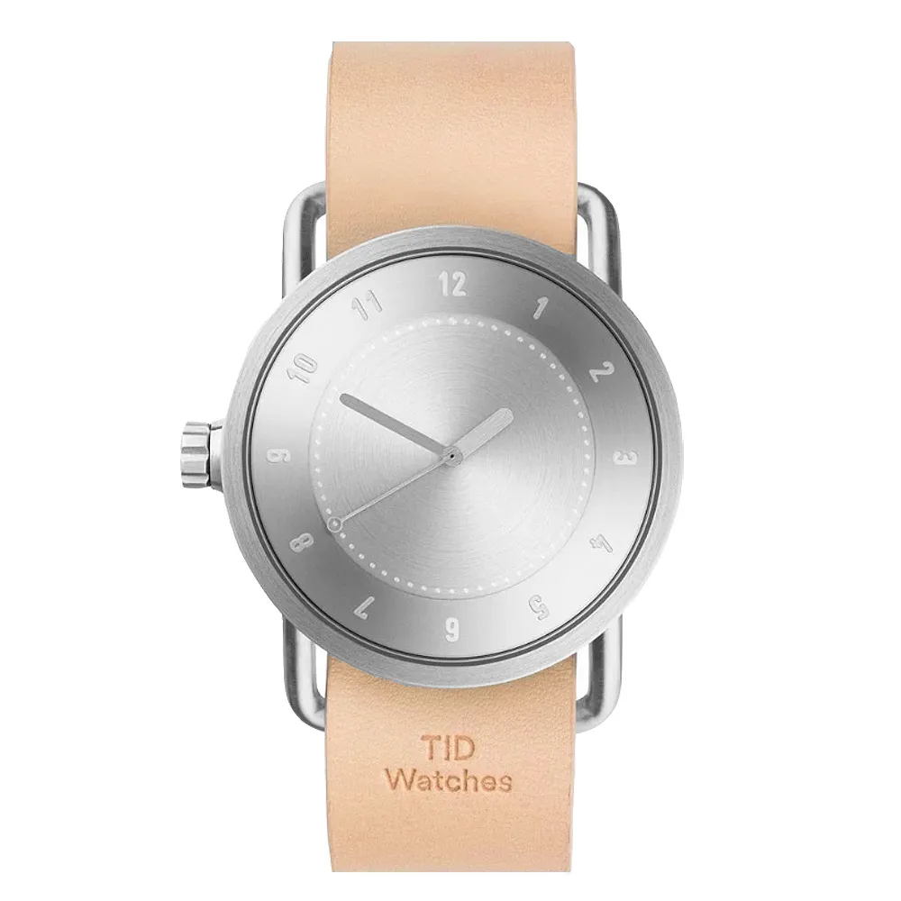 【TID Watches】No.1 / 裸色皮革錶帶-銀/40mm(TID-N1-40-NW)