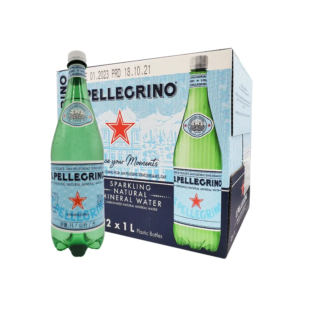 【S.Pellegrino 聖沛黎洛】天然氣泡礦泉水寶特瓶裝1000mlx2箱(共24入)