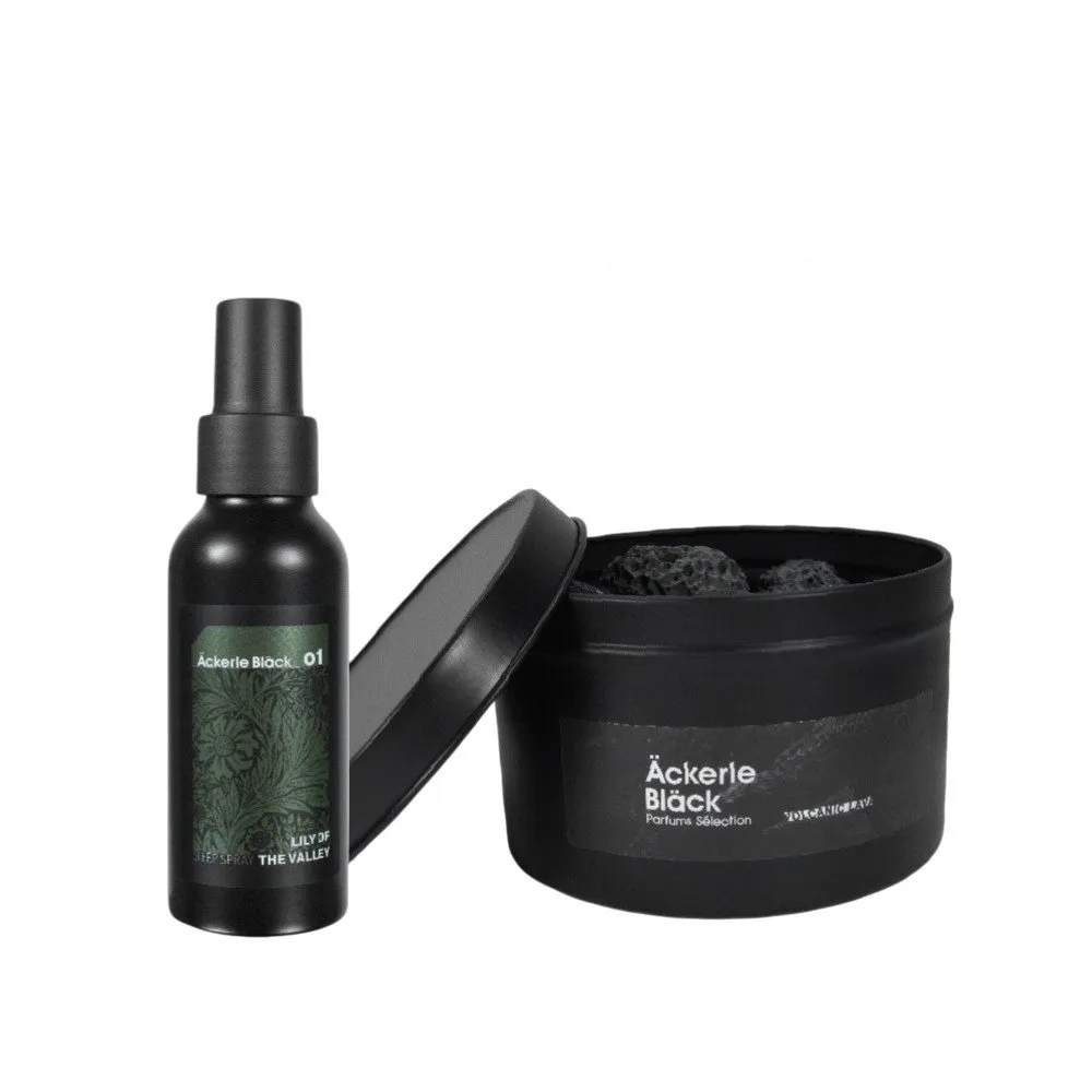 【Ackerle Black】阿克黑舒眠噴霧100ML+火山岩擴香石套組｜01山谷百合｜居家香氛｜舒眠放鬆｜空間擴香療癒