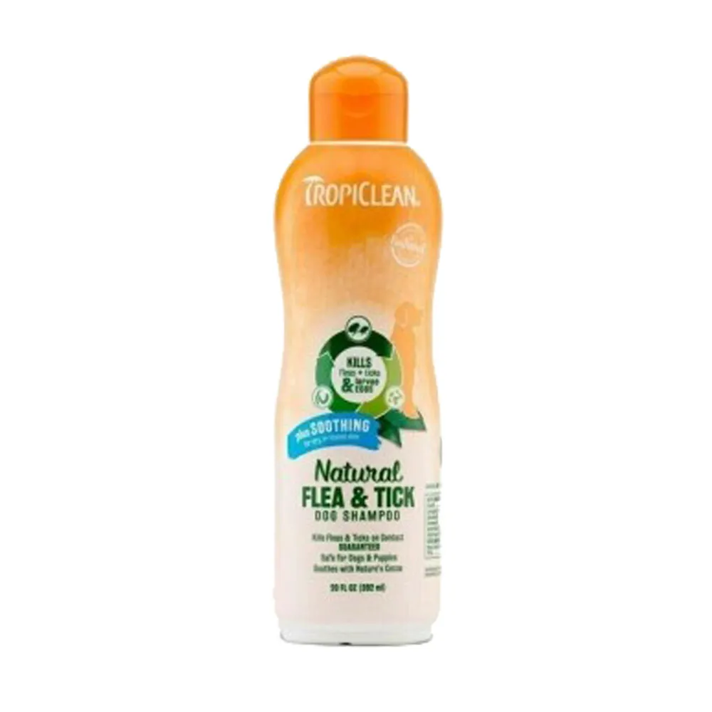 【美國TropiClean】蚤蜱逃驅蚤洗毛精592ml(舒緩型)