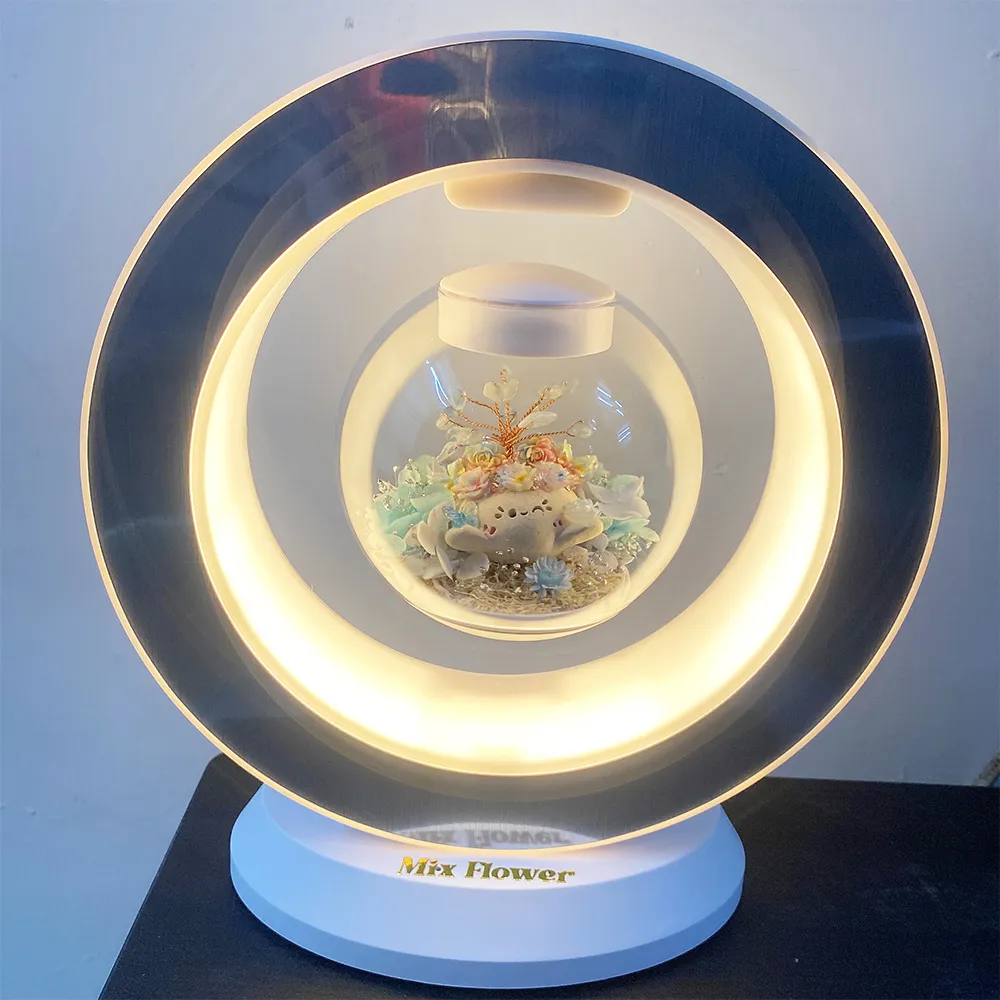 【OSTARA FLORIST 奧斯塔拉花藝】水晶樹豆丁 永生花懸浮檯燈含藍芽音響(水晶樹、永生花、節日送禮)