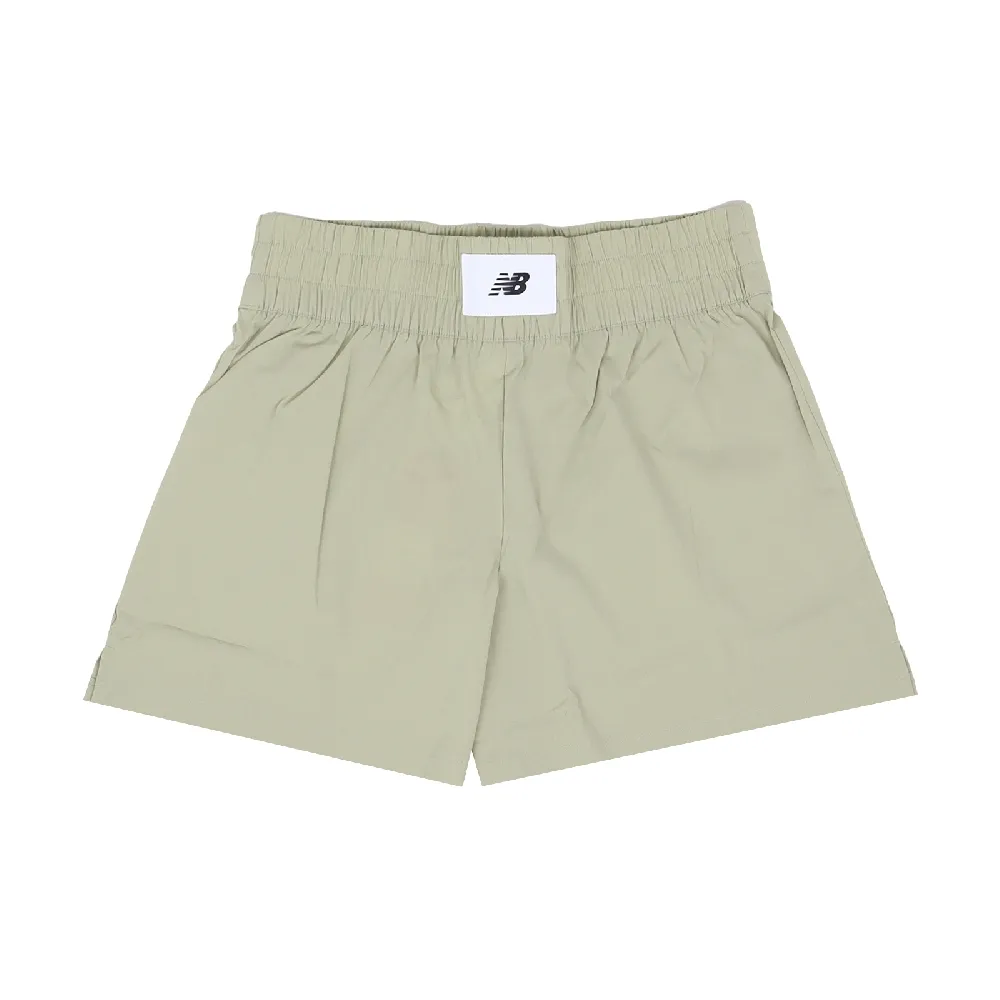 【NEW BALANCE】短褲 Pull On Short 女款 綠 拳擊褲設計 寬鬆 高腰 褲子 NB(WS51102OVN)