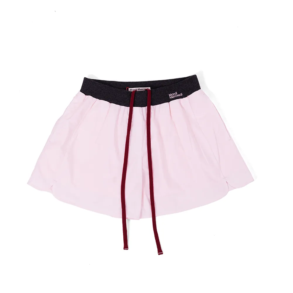【MARDI MERCREDI】休閒短褲 粉紅色 撞色腰帶 可調式 COTTON SHORTS CONTRAST WAISTBAND