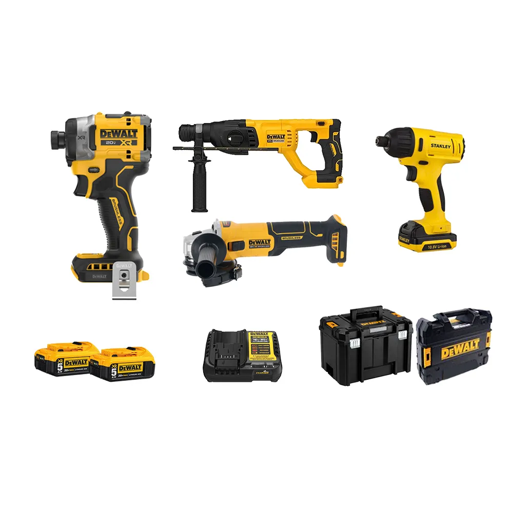 【DEWALT 得偉】起子機+砂輪機+電錘鑽 三機組 贈SCI12S2K (DCK2150P2T(DCF860+DCG407)+DCH133NK+SCI12S2K)