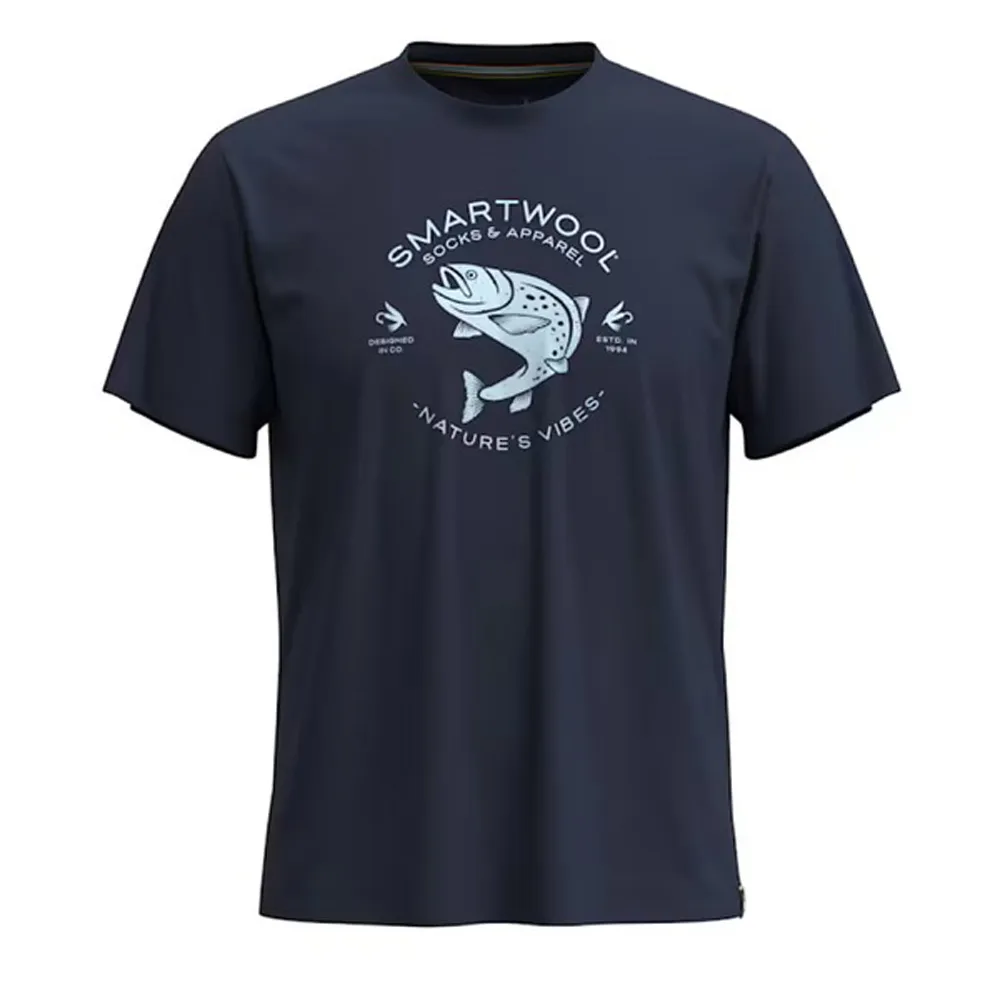 【SmartWool】男女 塗鴉Tee 美麗諾羊毛圓領短袖T恤_鱒魚.運動上衣(SW002596-092 深海軍藍)