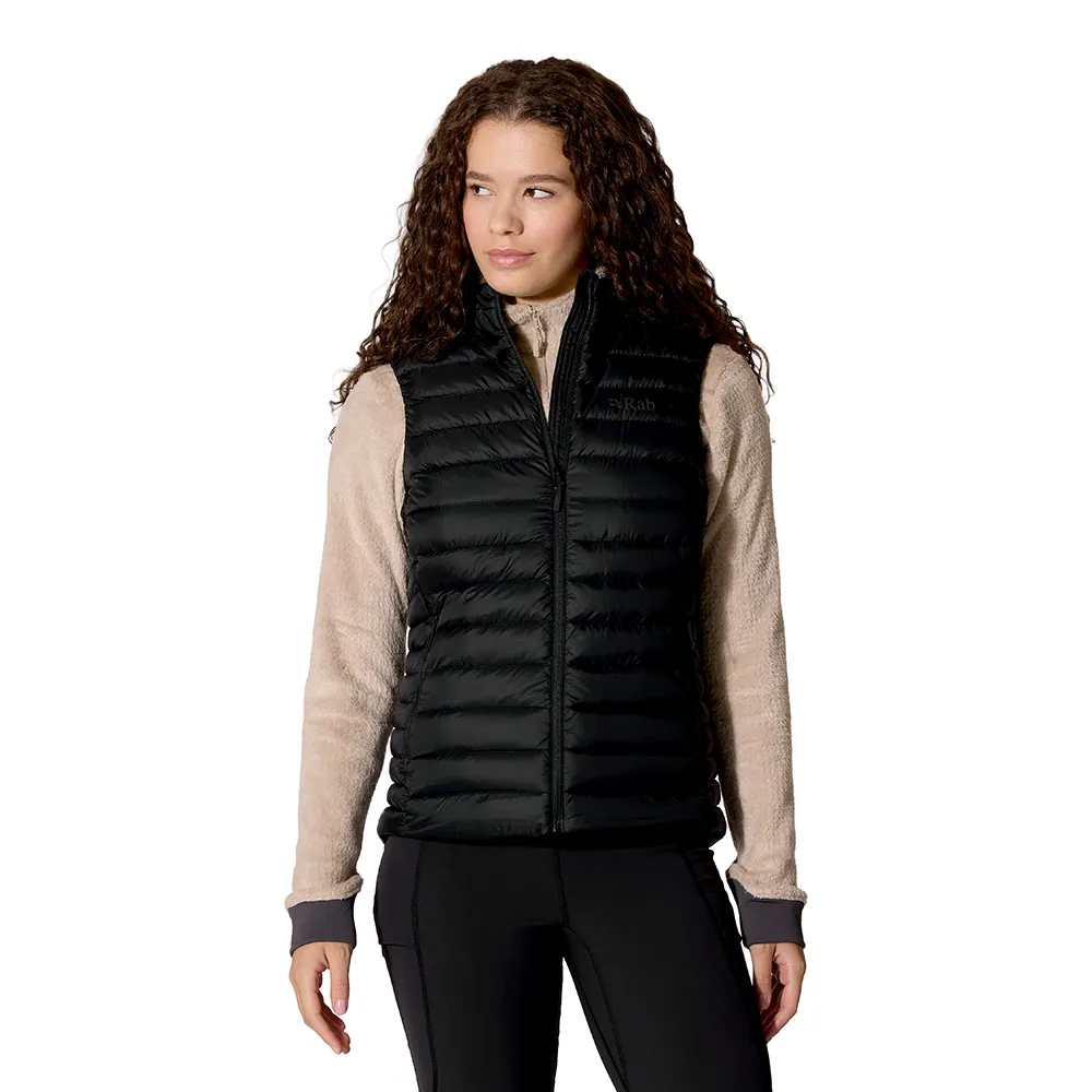 【RAB】Microlight Vest Wmns  輕量防風羽絨立領背心 女款 黑色 #QDB97