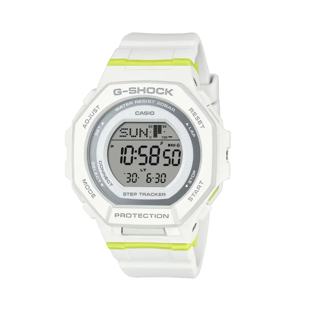 【CASIO 卡西歐】G-SHOCK 藍牙 跑步訓練 活力時尚 百搭白 纖薄舒適 運動系列 GMD-B300SC-7_43.8mm