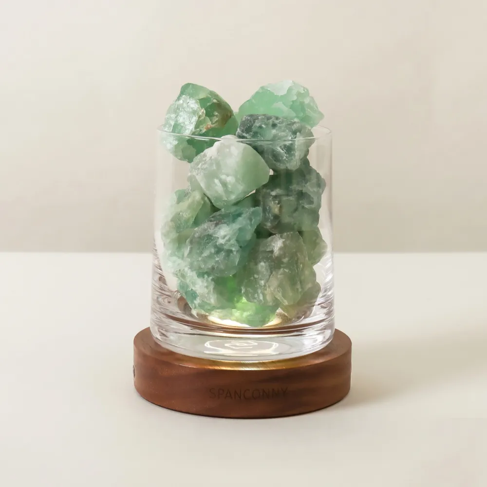 【SPANCONNY 飾品控】靈感寶庫 l 綠螢石 / 黑胡桃木燈座 l 水晶氣氛燈(桌燈/小夜燈/水晶燈)