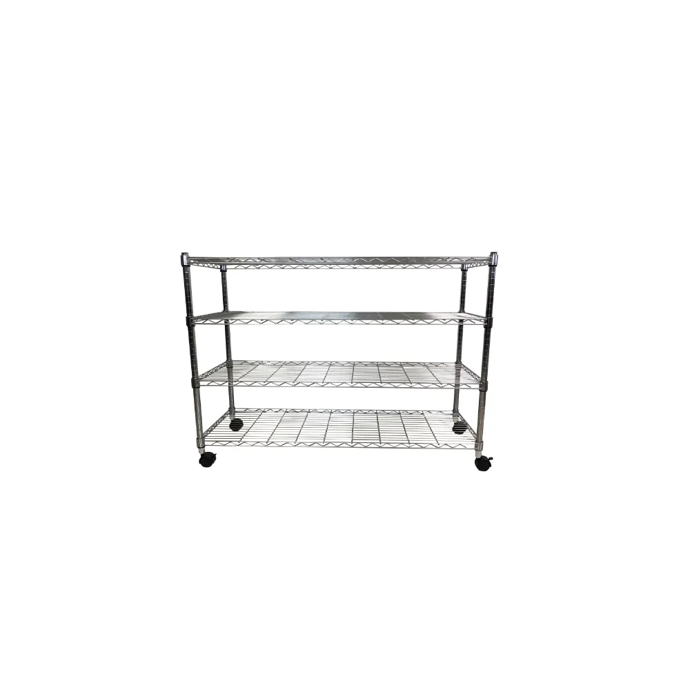 【Qi Mei 齊美】MIT耐重鐵力士鍍鉻萬用收納四層架120x45x80cm-附輪(外銷日本/倉儲架/鐵架/收納架/置物架)