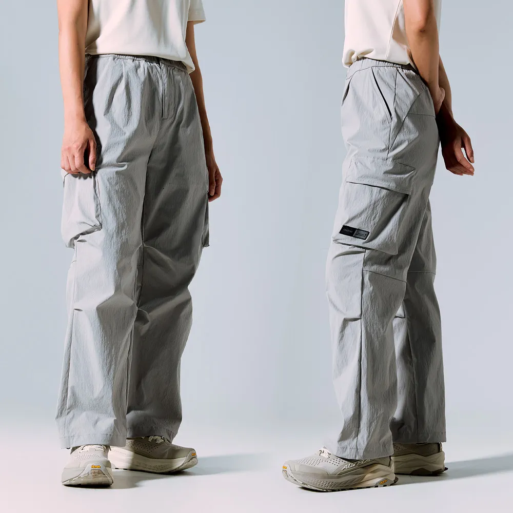 【ADISI】女格紋工裝寬鬆落地三季長褲 AP2611057 淺岩灰 S-L｜抗撕裂 耐磨 工作褲 休閒褲 三季褲