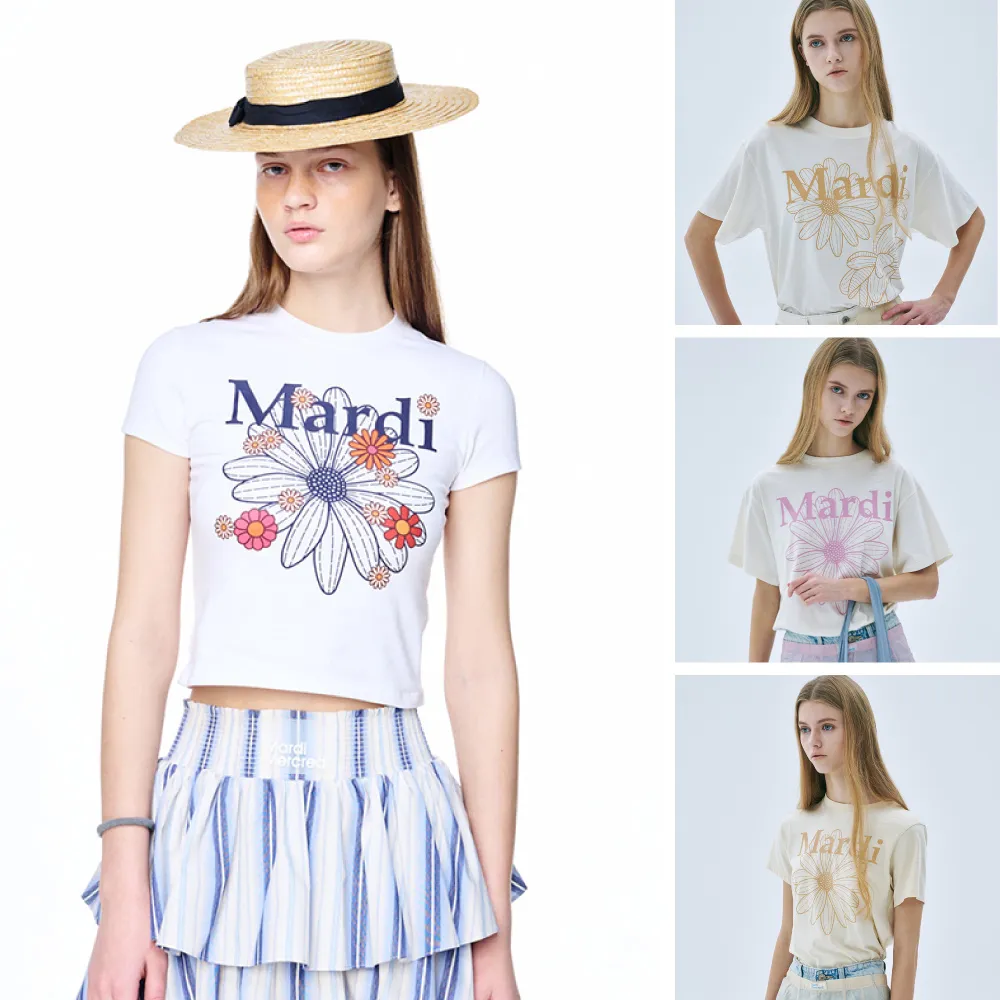 【MARDI MERCREDI】印花短TEE 多色 經典小雛菊  臘腸狗 CROPPED / TSHIRT FLOWERMARDI/TSHIRT DDANJI