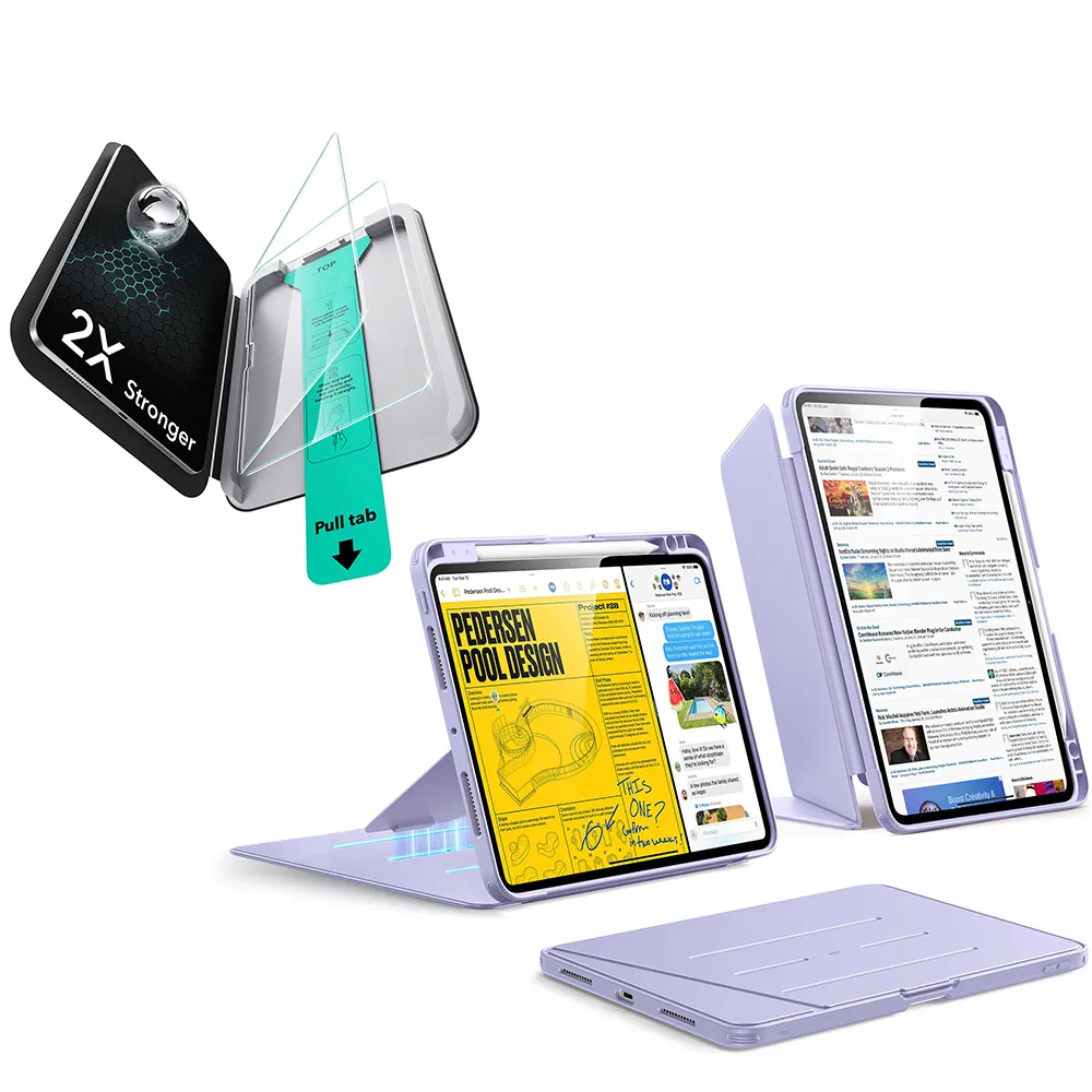 【ESR 億色】iPad Pro 11吋 M5/M4 殼膜組-巧置筆槽平板保護套+高清鋼化保護貼2片