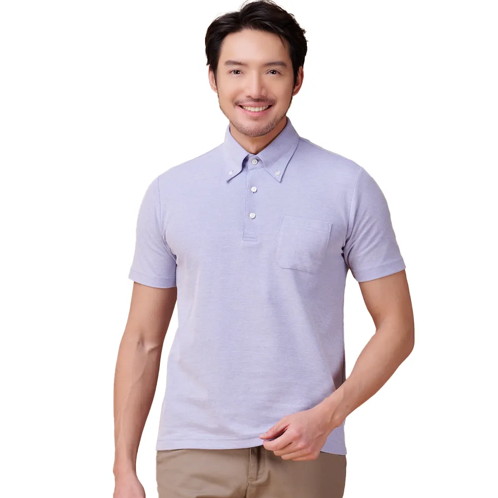 【BARONECE 百諾禮士】品味展現襯衫領短袖POLO衫_藍(423806-71)