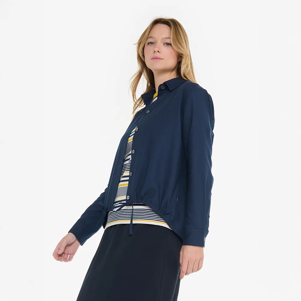 【AIGLE】女 快乾長袖襯衫｜AG-4A225A057 深藍(女長袖襯衫 快乾 吸濕排汗 長袖襯衫)