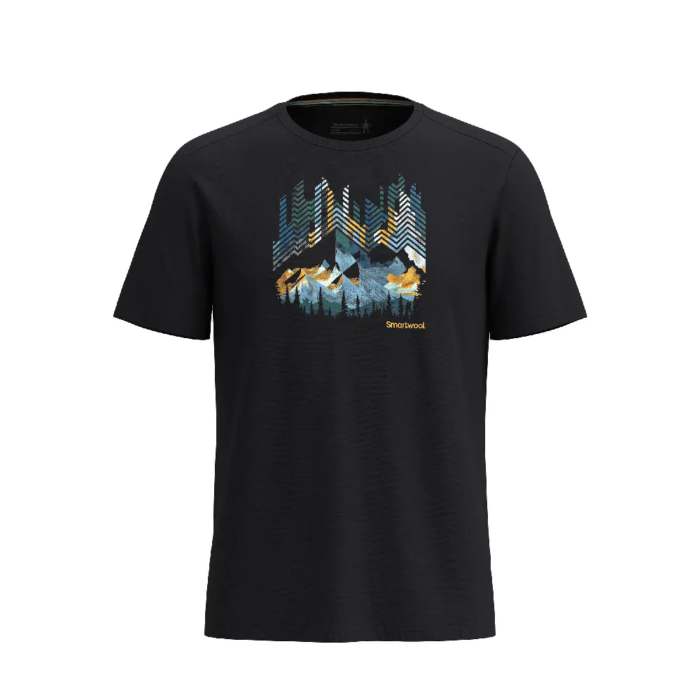 【SmartWool】塗鴉短Tee/山峰脈《黑》SW002753/排汗衣/機能衣