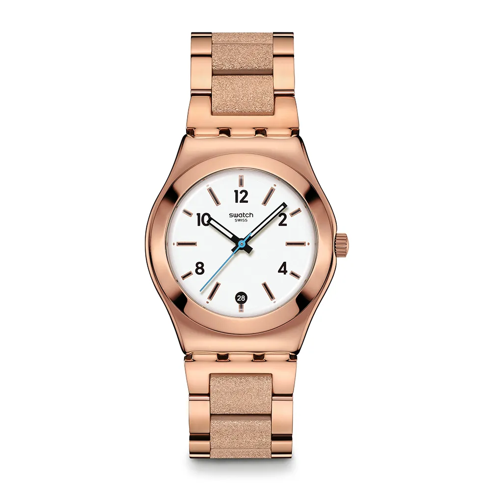 【SWATCH】ESSENCE OF ROSE 金屬手錶/女錶/瑞士製造 YLG414G(33mm)