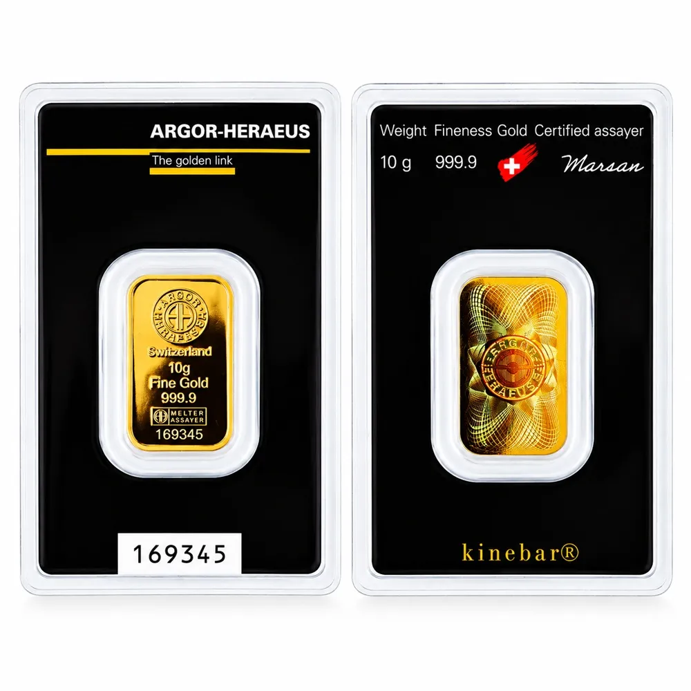 (行闊國際) 10G (2.666錢) 瑞士 Argor heraeusu亞格賀利氏  黃金條塊 (LBMA 國際認證)