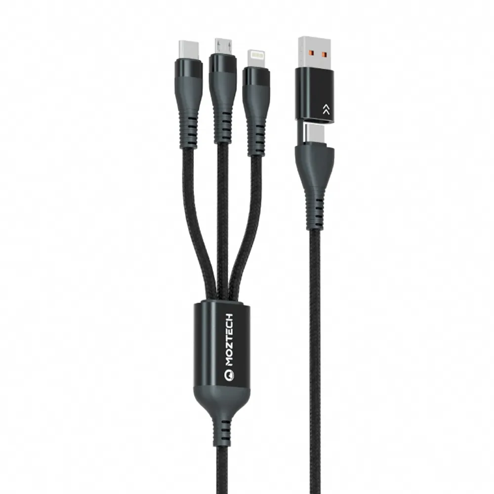【Moztech】五合一多功能傳輸充電線 200cm(Type-C/Lightning/USB-A/Micro-USB)