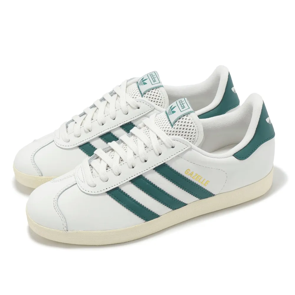 【adidas 愛迪達】休閒鞋 Gazelle 男鞋 女鞋 白 綠 德訓鞋 復古 小白鞋 皮革 愛迪達(JH5397)