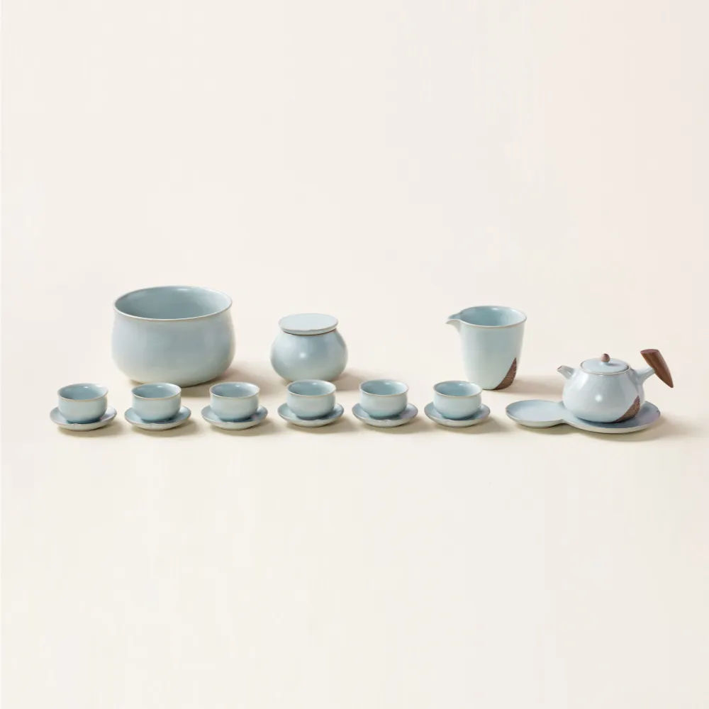 【LohasPottery 陸寶】汝窯入木三分茶禮(陶藝 茶藝茶具 杯壺套裝組 禮品/禮物/收藏)