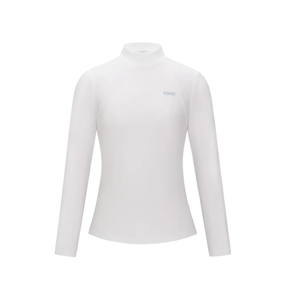 【K-SWISS】運動長袖 WS SOFT BRUSHED LS T 立領 女款 白色 1912158-101