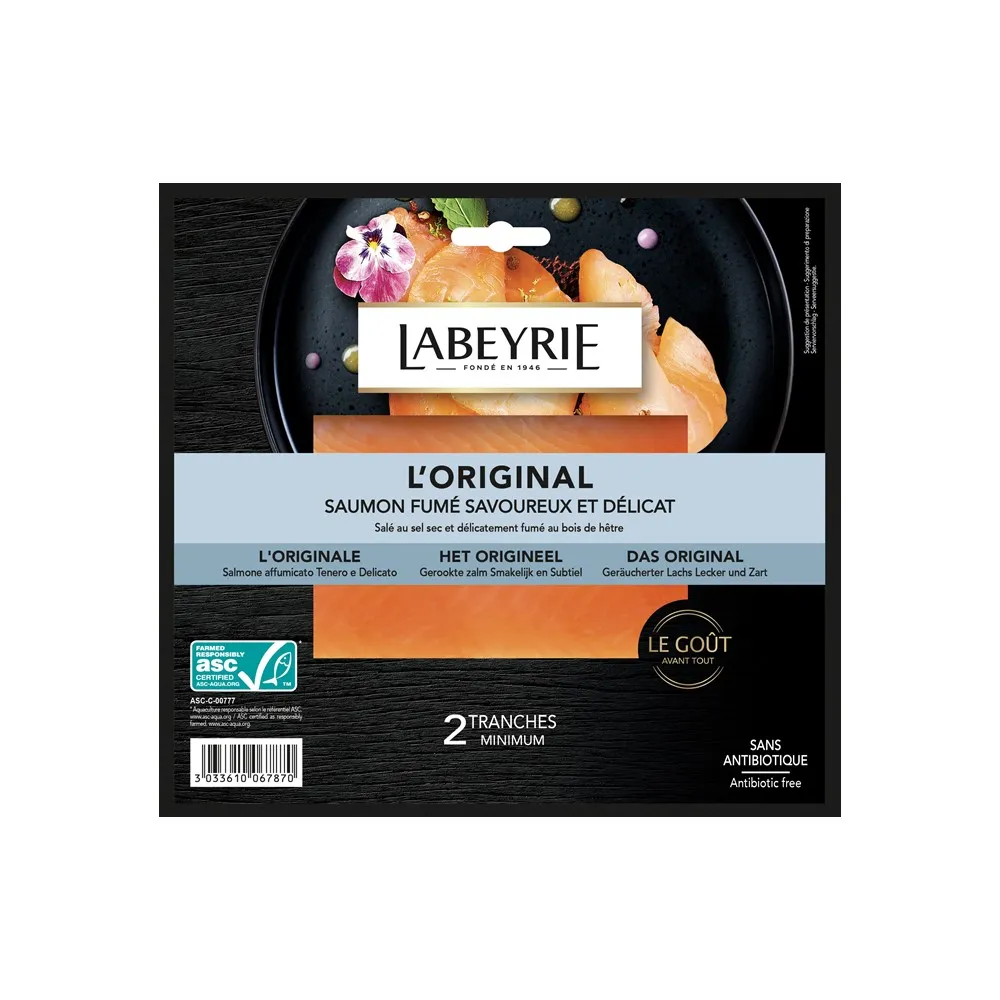 【萊貝耶LABEYRIE】法國經典煙燻鮭魚切片2片裝(75克X4包)