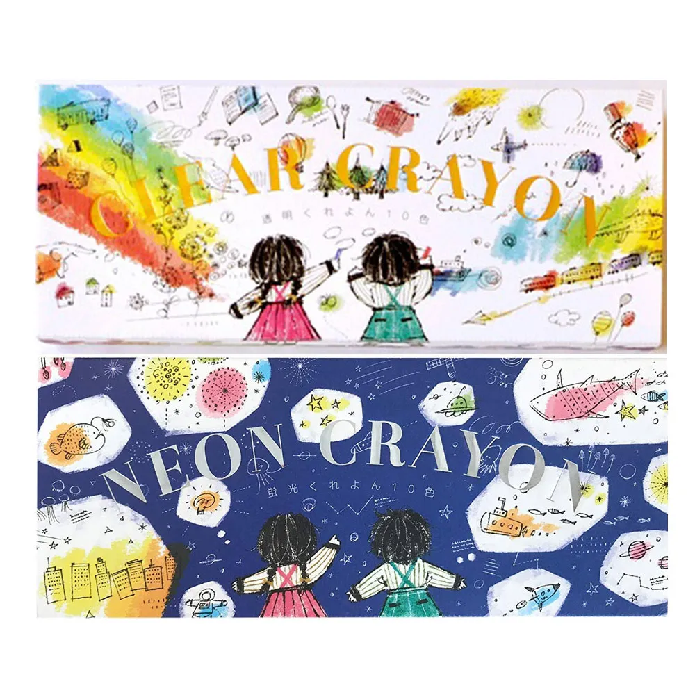 【KOKUYO】日本製 CLEAR CRAYON 10色安全無毒蠟筆 兒童蠟筆/2款(透明、螢光)