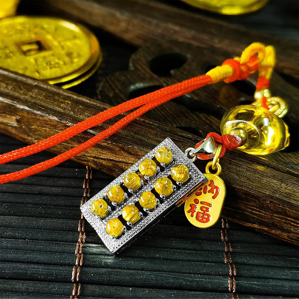 【財神小舖】富貴招財 鈦晶算盤吊飾(已開光  高雄進寶財神廟)