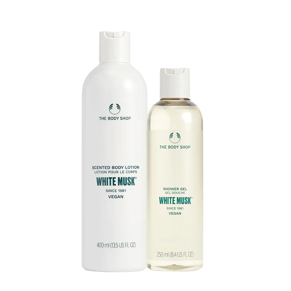 【THE BODY SHOP 美體小舖】白麝香沐浴美膚組(潤膚乳400ML+沐浴膠250ML)(雙11限定/雙11獨家)1111campaign