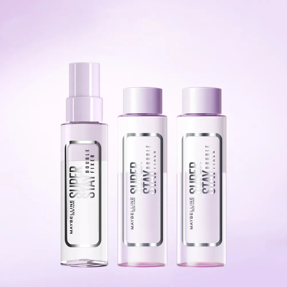 【MAYBELLINE 媚比琳】超持久極細雙效定妝噴霧+補充瓶x2組