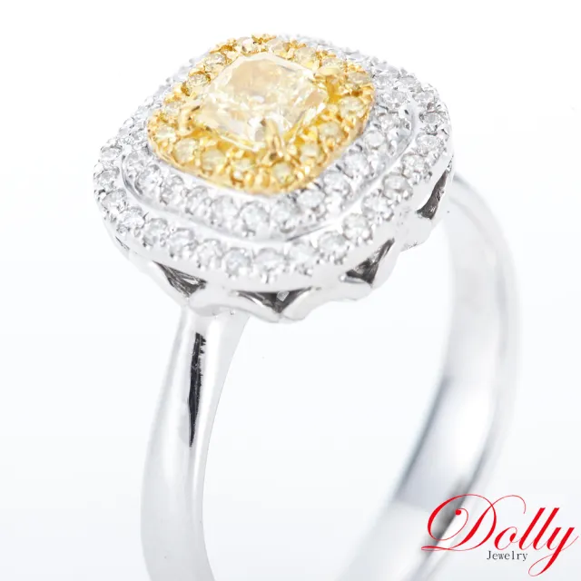 【DOLLY】買就送 18K金 GIA天然艷濃黃彩鑽F.I.Y1克拉鑽石戒指 高級訂製珠寶 浪漫質感 奢華送禮