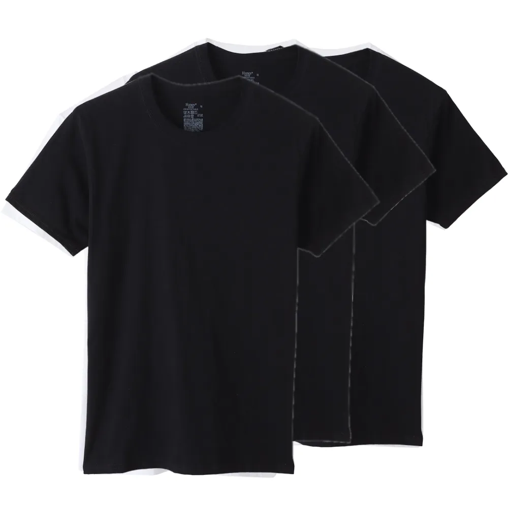 【Hanes】官方直營 男款-CREW NECK 短袖內衣/短T3件組-黑色（HM1EU701-090）-出清品