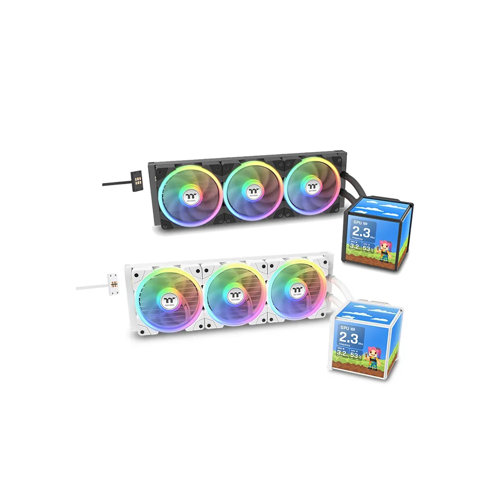 【Thermaltake 曜越】MINECUBE 360 Ultra ARGB Sync主板連動版一體式水冷散熱器 四片3.95”TFT LCD 組成