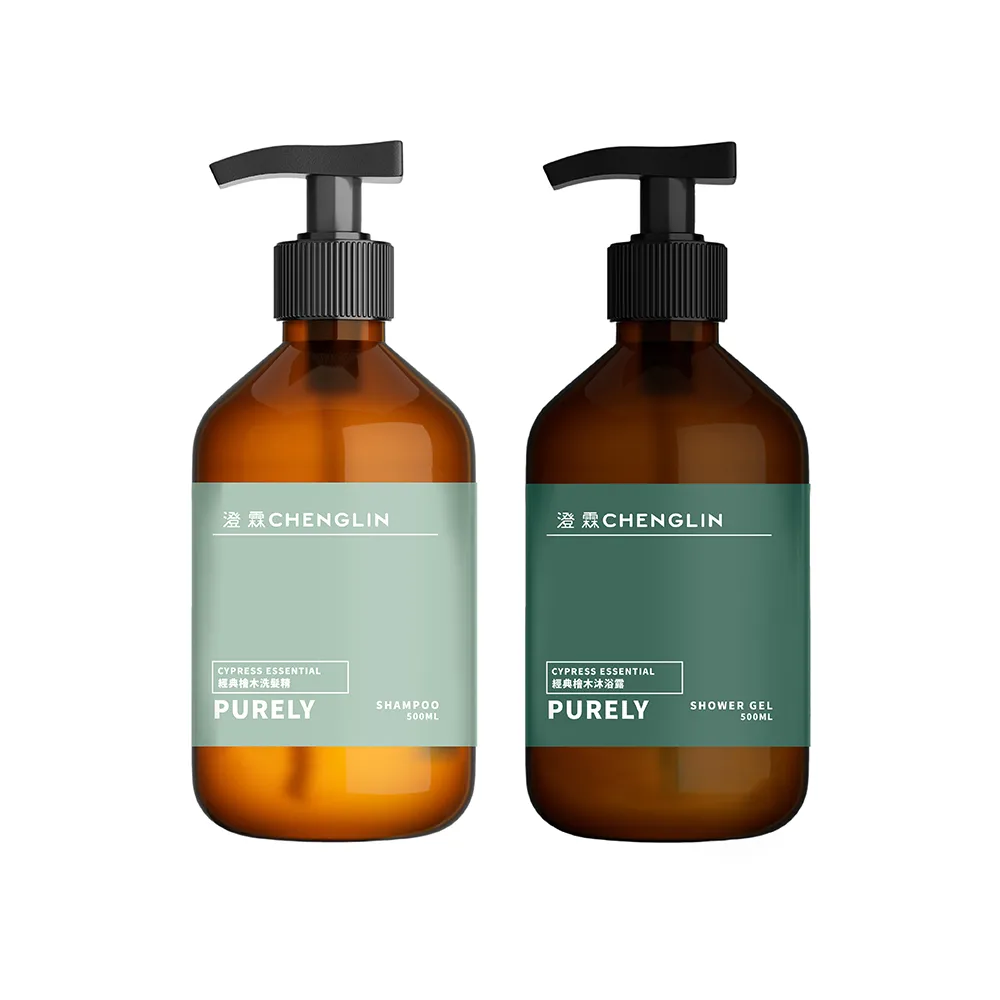 【chenglin 澄霖】澄霖純粹經典檜木洗沐組(洗髮精500ML+沐浴乳500ML)