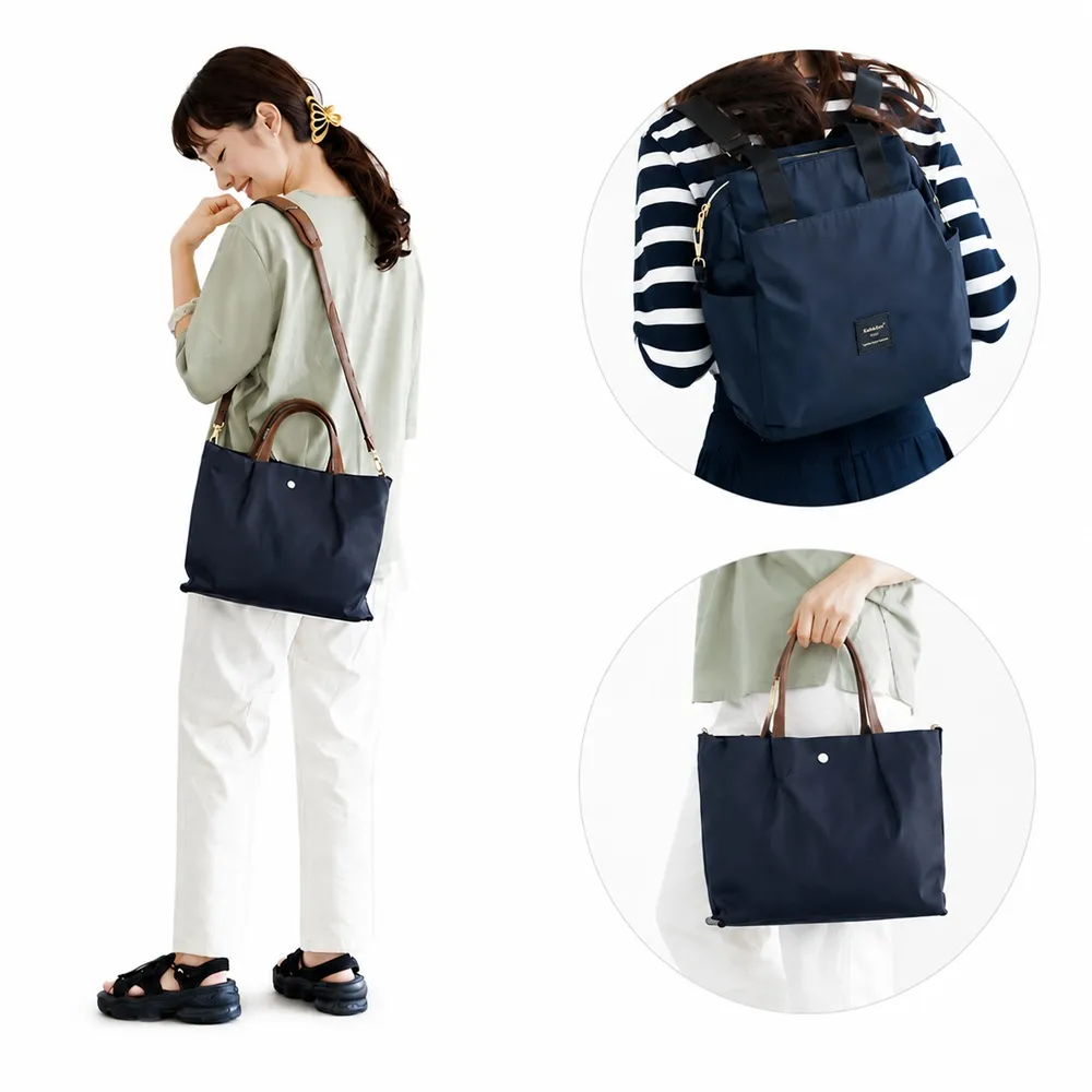 【WHOSE BAG】雙11 女用防潑水雙包組 輕量鴨嘴夾口後背包＋兩用手提斜背托特包(買一送一)