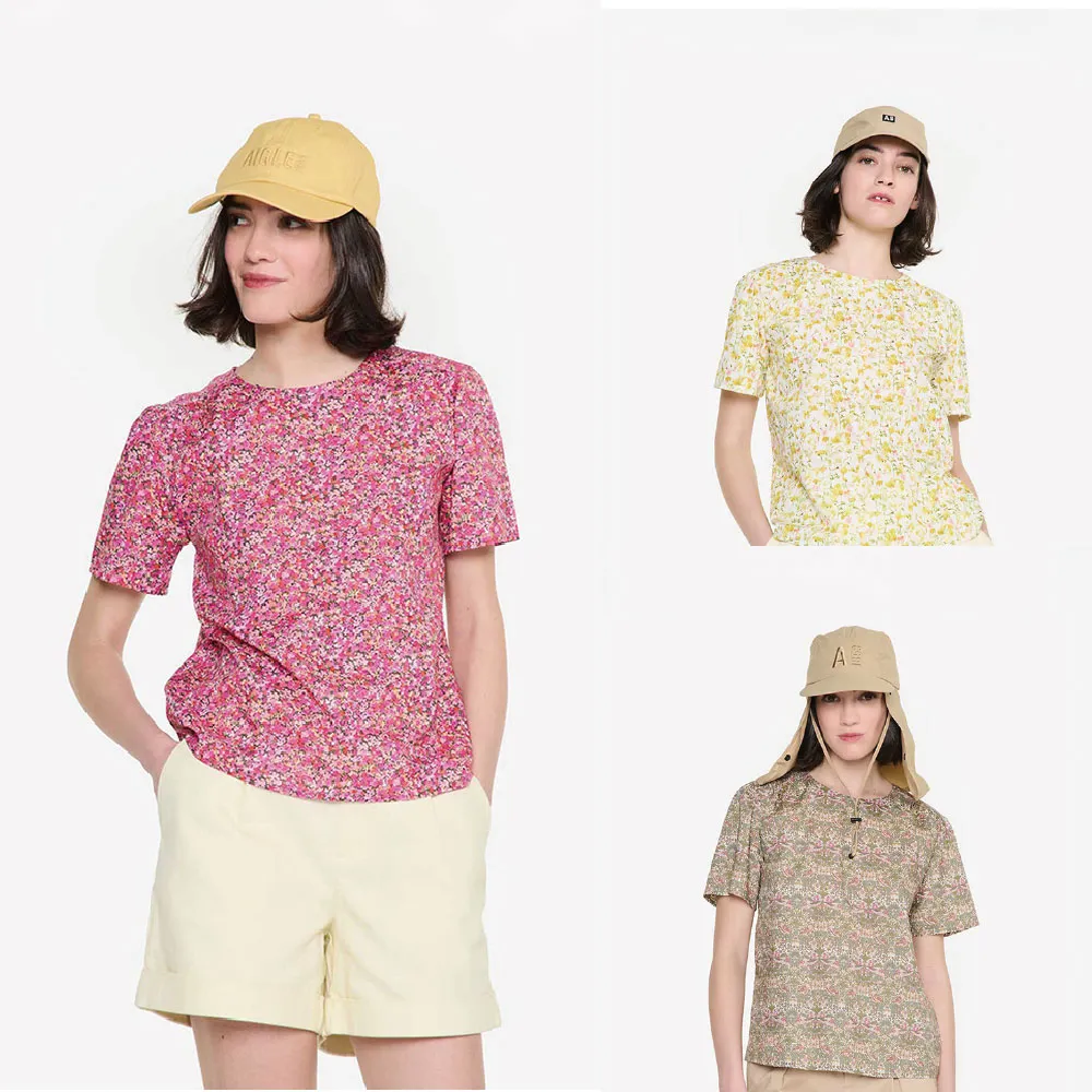 【AIGLE】女 LIBERTY有機棉風格短袖罩衫｜AG-FAV03(LIBERTY 女襯衫 有機棉 罩衫)