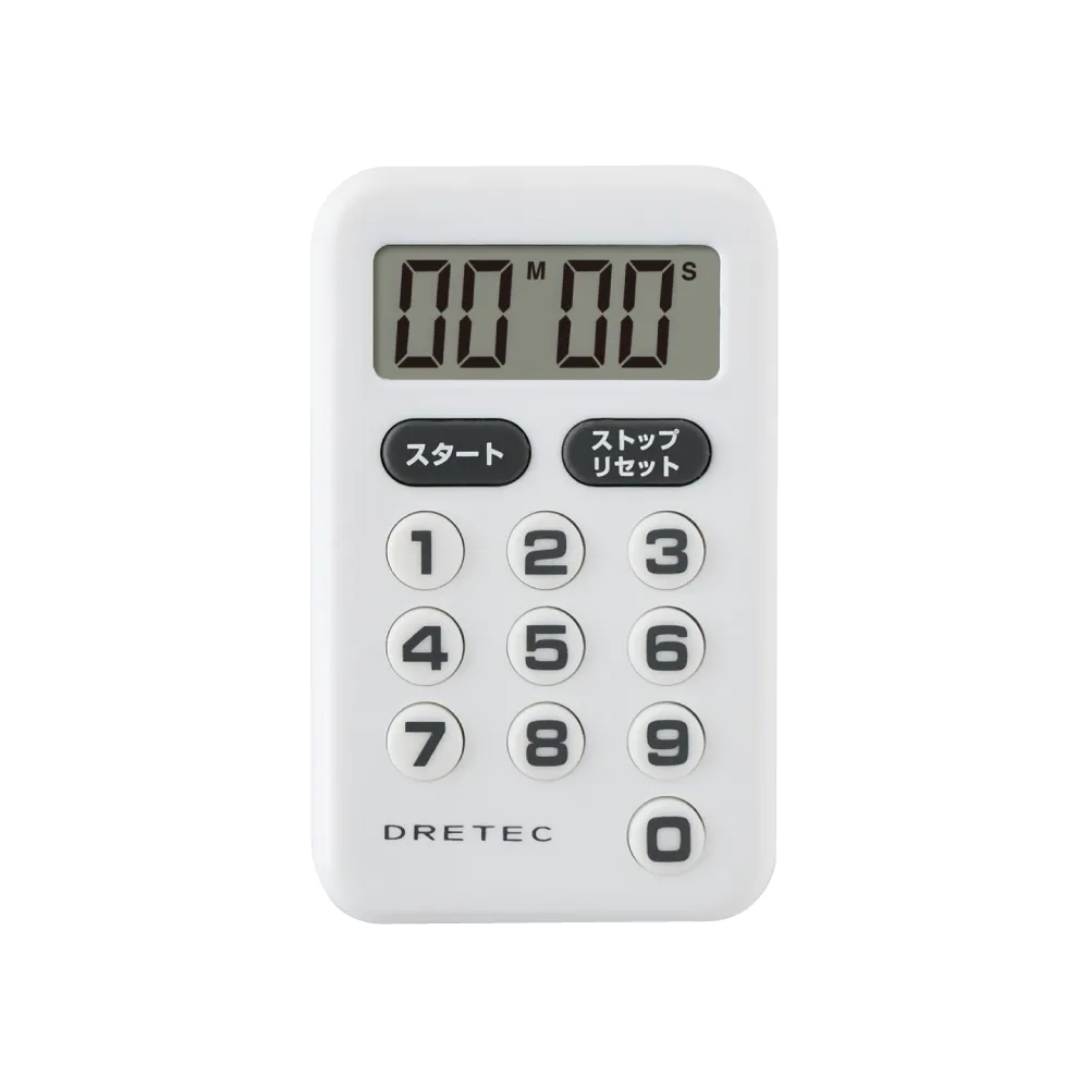 【DRETEC】日本新普斯十鍵式_電子計時器-白色-99分99秒-日文按鍵(T-181WT)