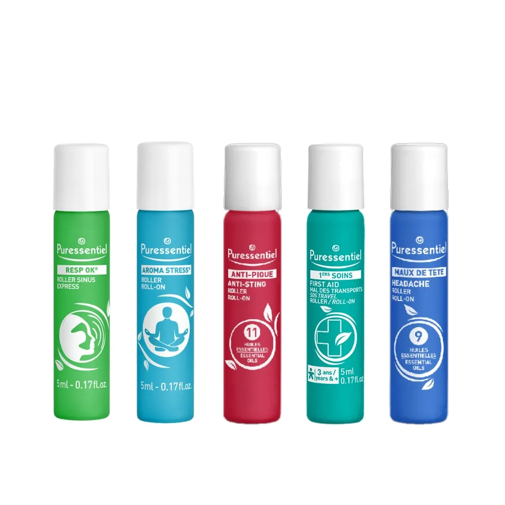 【Puressentiel 璞萃】複方精油滾珠瓶  5ml 2入組(多款任選 複方精油 防蚊/呼吸/頭等暢/安心旅行)