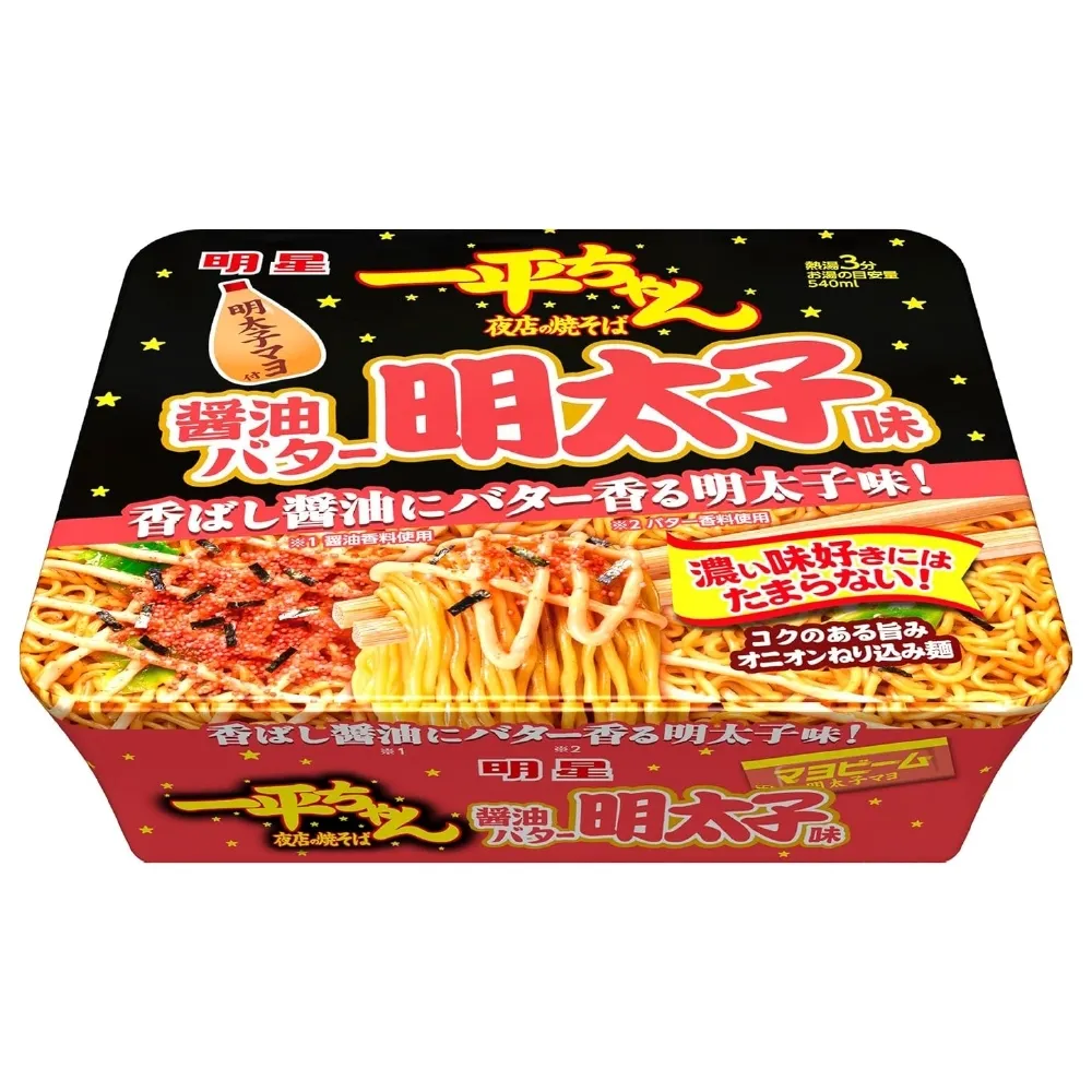 【NISSIN 日清】明星一平夜店炒麵醬油奶油明太子風味(6入組_127gx6)