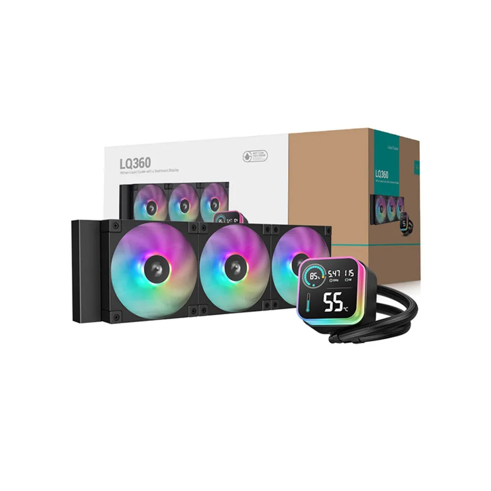 【DeepCool】九州風神 LQ360 CPU一體式360水冷散熱器(黑色/數位顯示)