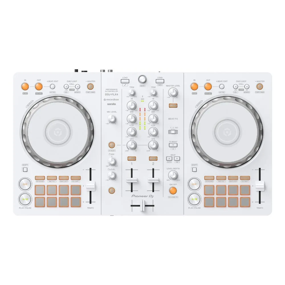 【Pioneer DJ】DDJ-FLX4-W入門款雙軟體DJ控制器(台灣公司貨)