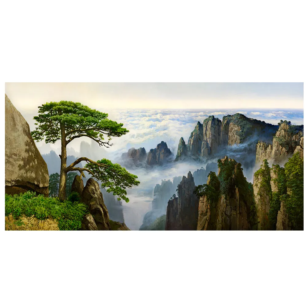 【御畫房】迎客松 國家一級畫師手繪油畫60×120cm(VF-139)